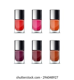 Nail Polish Packaging Package Pack Bottle for Manicure Vector Isolated on White Background