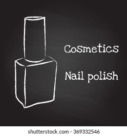 Nail polish painted with chalk on blackboard. Vector illustration EPS10