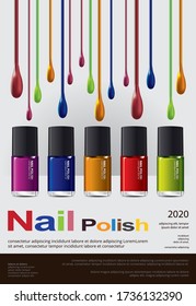 Ilustración de vectores de plantilla de diseño de afiches de esmalte de uñas