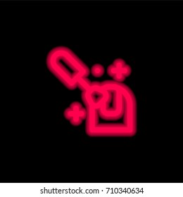 Nail polish red glowing neon ui ux icon. Glowing sign logo vector