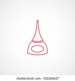Nail Polish Red Line Icon On White Background