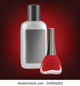 nail polish red manicure vector color beauty bottle shampoo white vector isolated plastic