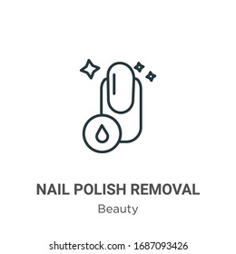 Nail polish removal outline vector icon. Thin line black nail polish removal icon, flat vector simple element illustration from editable beauty concept isolated stroke on white background