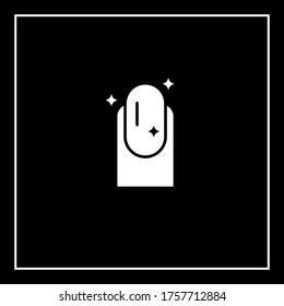 Icono del vector de remoción de esmalte de uñas sobre fondo negro