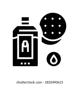 nail polish remover and cotton pad glyph icon vector. nail polish remover and cotton pad sign. isolated contour symbol black illustration