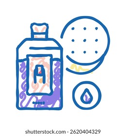 nail polish remover and cotton pad doodle icon sketch vector. nail polish remover and cotton pad sign. isolated symbol illustration