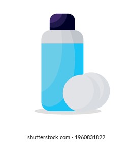 Nail polish remover and sponge for conceptual design. Fashion illustration. Vector illustration on a white background