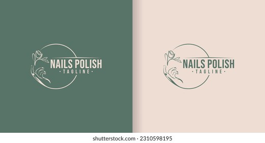 Plantilla de diseño del logo del esmalte de uñas o del salón de uñas con concepto creativo