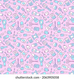 nail polish seamless vector pattern. Manicure pedicure background