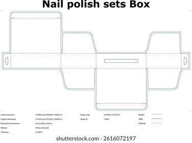 Nail polish set box packaging die cut template design layout diagram illustration