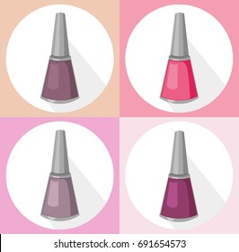 Nail polish set collection Vector illustration summer colorful