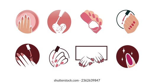 Nail polish set logo design with creative concept Premium Vector
