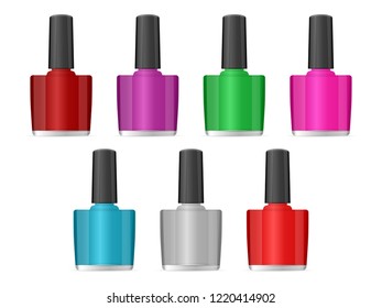 Nail polish set on a white background. Vector illustration.