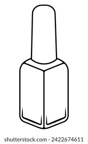 Nail polish. Side view. Sketch. Nail polish in a voluminous rectangular bottle. A glass bottle with a closed cap. Vector illustration. Decorative cosmetics to create a fashionable look. Doodle style. 