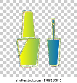 Nail polish sign  Blue to green gradient Icon and Four Roughen Contours stylish transparent Background  Illustration 