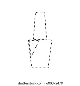 Nail polish sign. Vector. Black dotted icon on white background. Isolated.