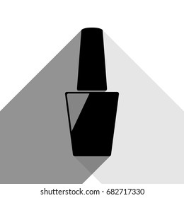 Nail polish sign. Vector. Black icon with two flat gray shadows on white background.
