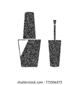 Nail polish sign. Vector. Black icon from many ovelapping circles with random opacity on white background. Noisy. Isolated.