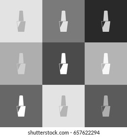 Nail polish sign. Vector. Grayscale version of Popart-style icon.