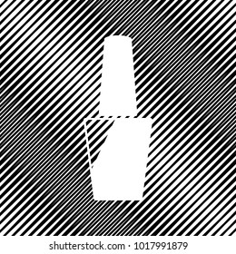 Nail polish sign. Vector. Icon. Hole in moire background.