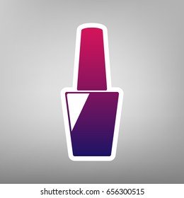 Nail polish sign. Vector. Purple gradient icon on white paper at gray background.