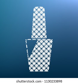 Nail polish sign. Vector. White textured icon at lapis lazuli gradient background.