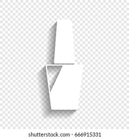 Nail polish sign. Vector. White icon with soft shadow on transparent background.