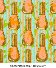 Nail polish sketch, vector seamless pattern