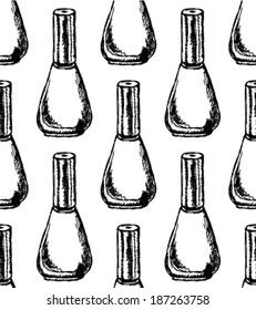 Nail polish sketch, vector seamless pattern
