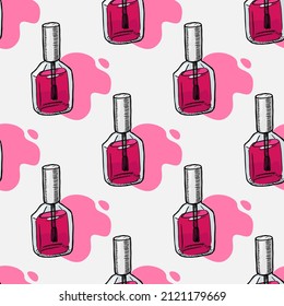 nail polish sketch vector seamless pattern