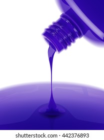 Nail polish spilling out of the bottle. Vector illustration