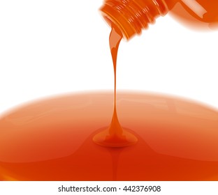 Nail polish spilling out of the bottle. Vector illustration