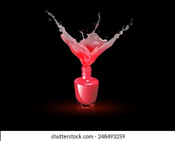 Nail polish splashing bottle: Red