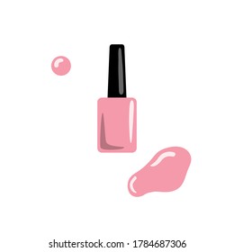 Nail polish, stain and polish drop. Vector illustration.