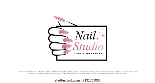 Nail polish or nail studio logo design for beauty salon with unique modern concept Premium Vector