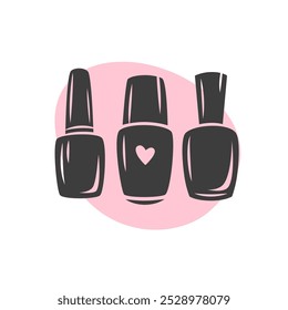 Esmalte de unha. Logotipo do estúdio de unhas. Ilustração vetorial minimalista para salão de beleza