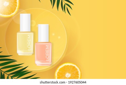 Nail polish summer background. cosmetic product template for advertisement, magazine, product sample. Vector Illustration EPS10