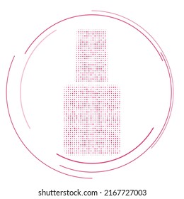 The nail polish symbol filled with pink dots. Pointillism style. Vector illustration on white background