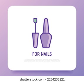 Icono de línea delgada de esmalte de uñas. Símbolo de manicura. Ilustración vectorial moderna para un taller de belleza.