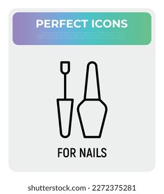 Nail polish thin line icon. Symbol of manicure. Modern vector illustration for beauty shop.