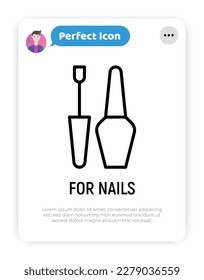 Nail polish thin line icon. Symbol of manicure. Modern vector illustration for beauty shop.