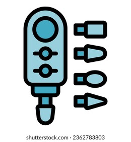 Nail polish tools icon outline vector. Art bar. Care studio color flat