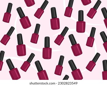 Nail polish, nail varnish, nail enamel. Accessory, tool for working with hands. Hand care products, manicure accessories. Manicure master. Isolated vector. Background for a manicure beauty salon.