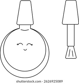 Nail polish varnish isolated. Vector graphic line illustration. Black and white kawaii icon. Banner, poster, wrapping paper, sticker, print, modern textile design.
