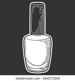 Nail polish. Vector in doodle and sketch style. Isolated on dark background