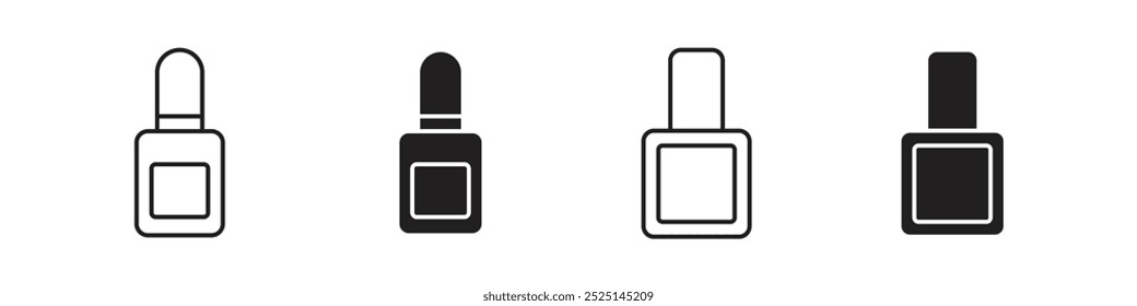 Coleção de ícones preenchidos e contornados com vetor de esmalte de unha