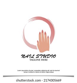 Nail polish vector icon logo design Premium Vector