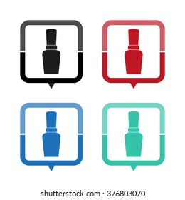 Nail Polish - vector icon; map pointer;  message bubble