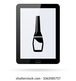 Nail polish vector icon on a realistic tablet. Flat design style