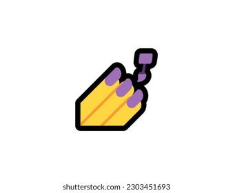 Nail polish vector icon on a white background. Nail polish hand emoji illustration. Isolated finger nail polishing hand vector emoticon